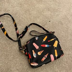 Ice Cream print cross body/ wristlet